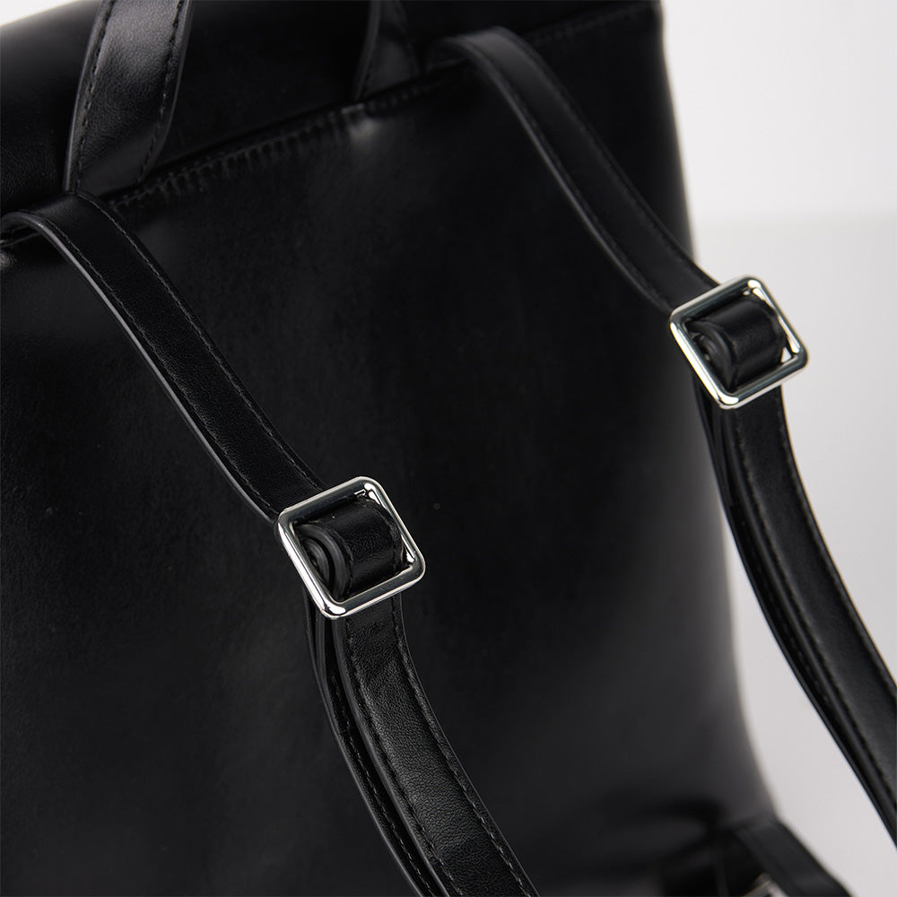 The Polly – Black Vegan Leather Backpack