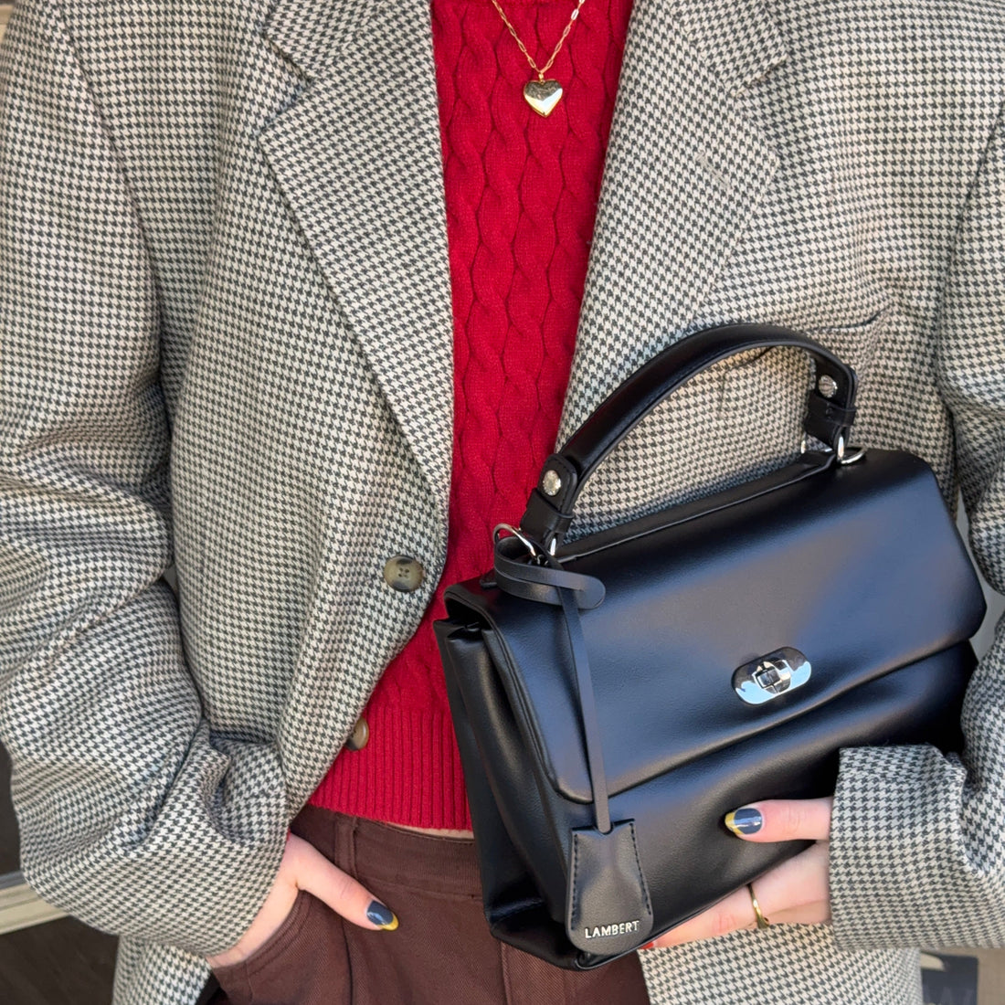 The Freya – 2-in-1 Black Vegan Leather Handbag