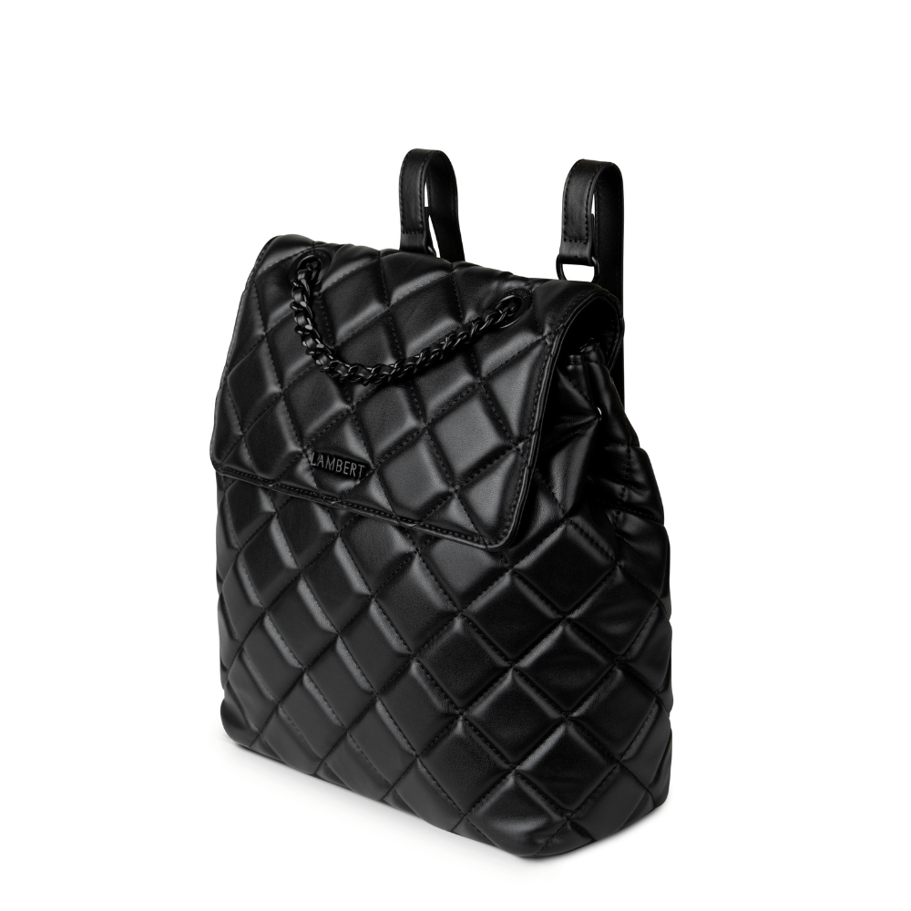 The Sadie - Black Vegan Leather Quilted 2-in-1 Backpack