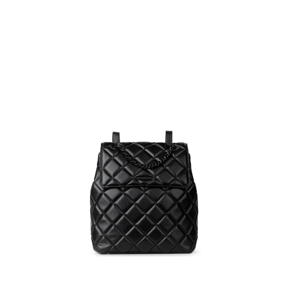 Le Sadie - Sac à dos 2-en-1 matelassé en cuir vegan noir