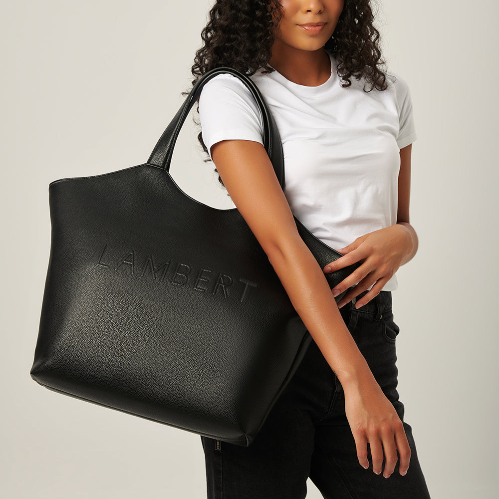 The Sheila - Black Vegan Leather Tote Bag