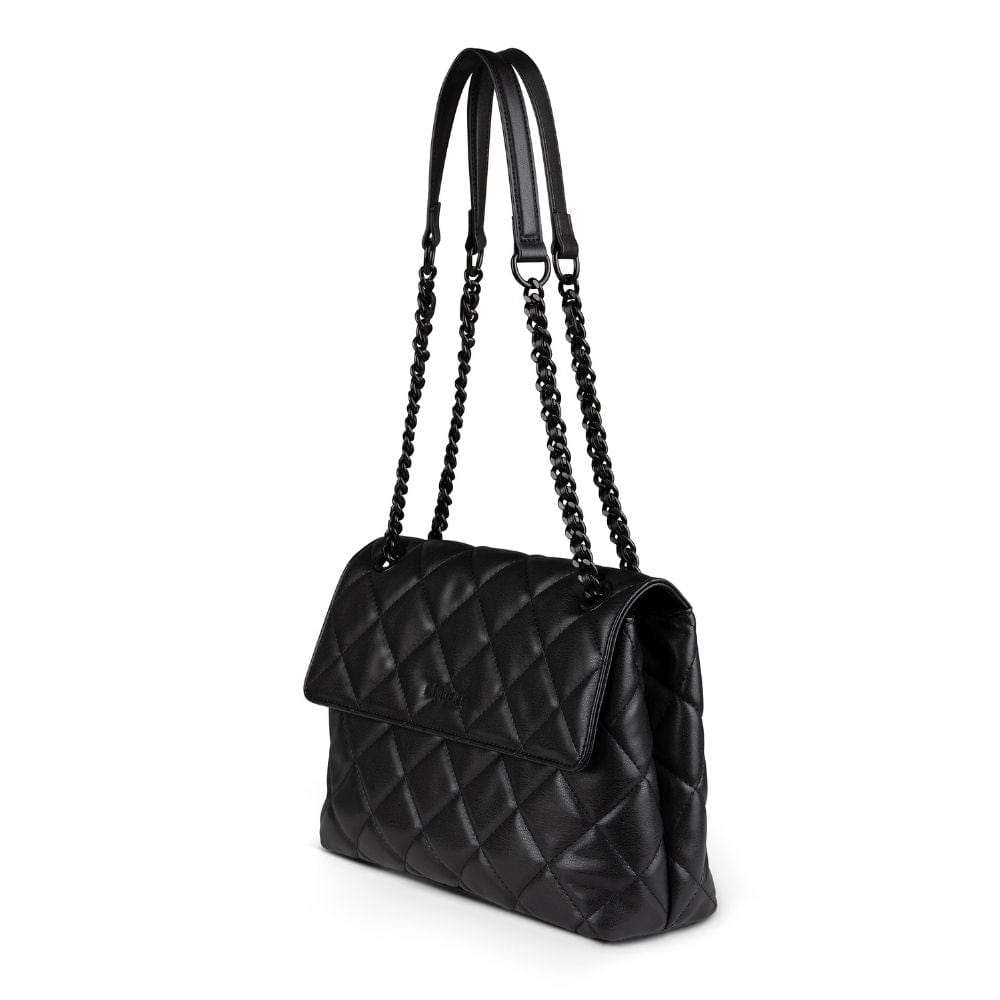 The Sofia - Black Vegan Leather Quilted 2-in-1 Handbag