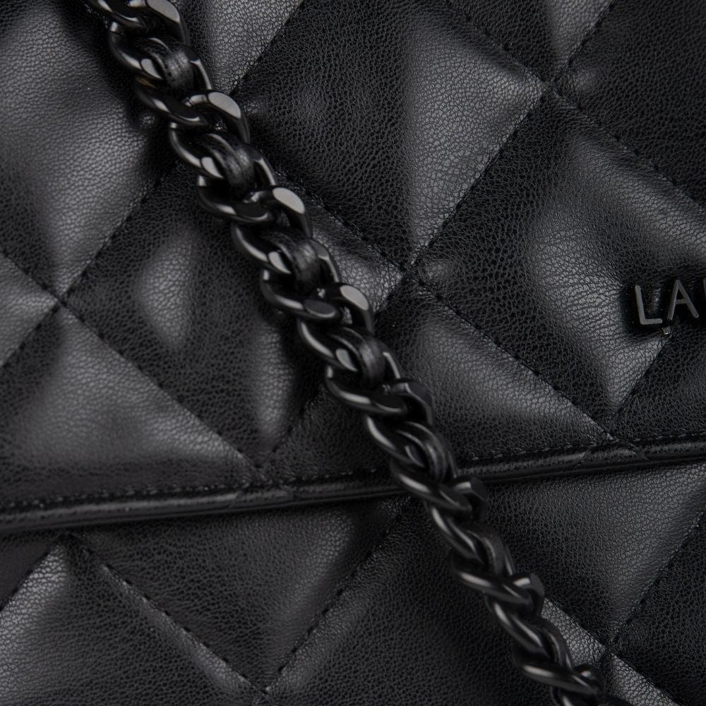 The Sofia - Black Vegan Leather Quilted 2-in-1 Handbag