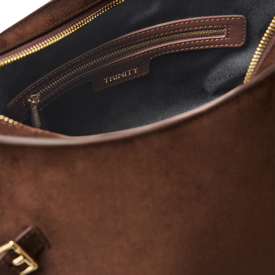 The Trinity - Chocolate Vegan Suede Shoulder Bag