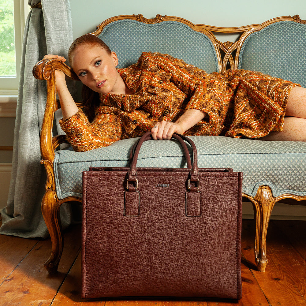 The Valentina - 2-in-1  Mahogany Vegan Leather Tote Bag