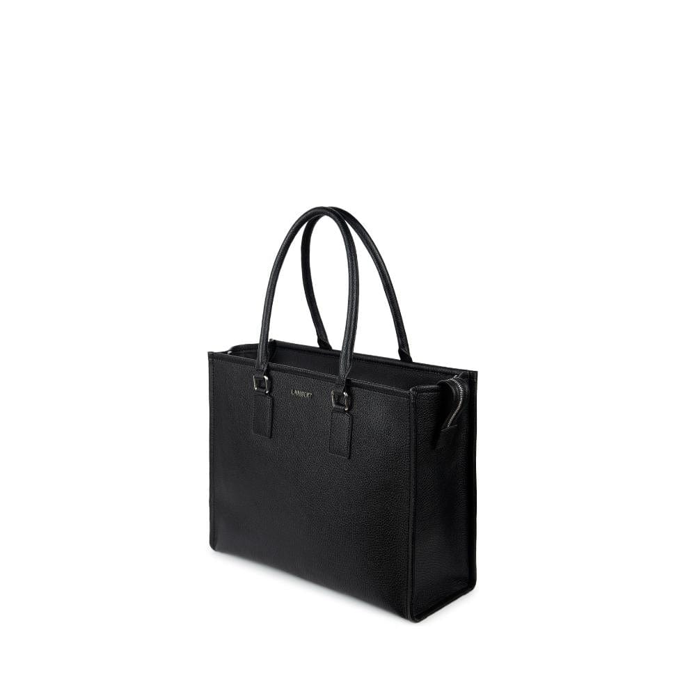 The Valentina - 2-in-1 Black Vegan Leather Tote Bag