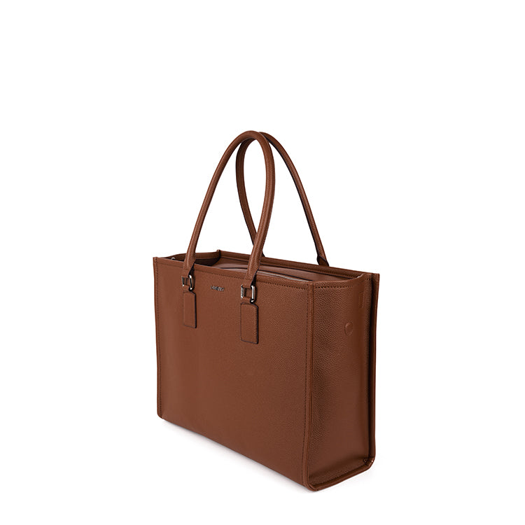 The Valentina – 2-in-1 Hazelnut Vegan Leather Tote Bag