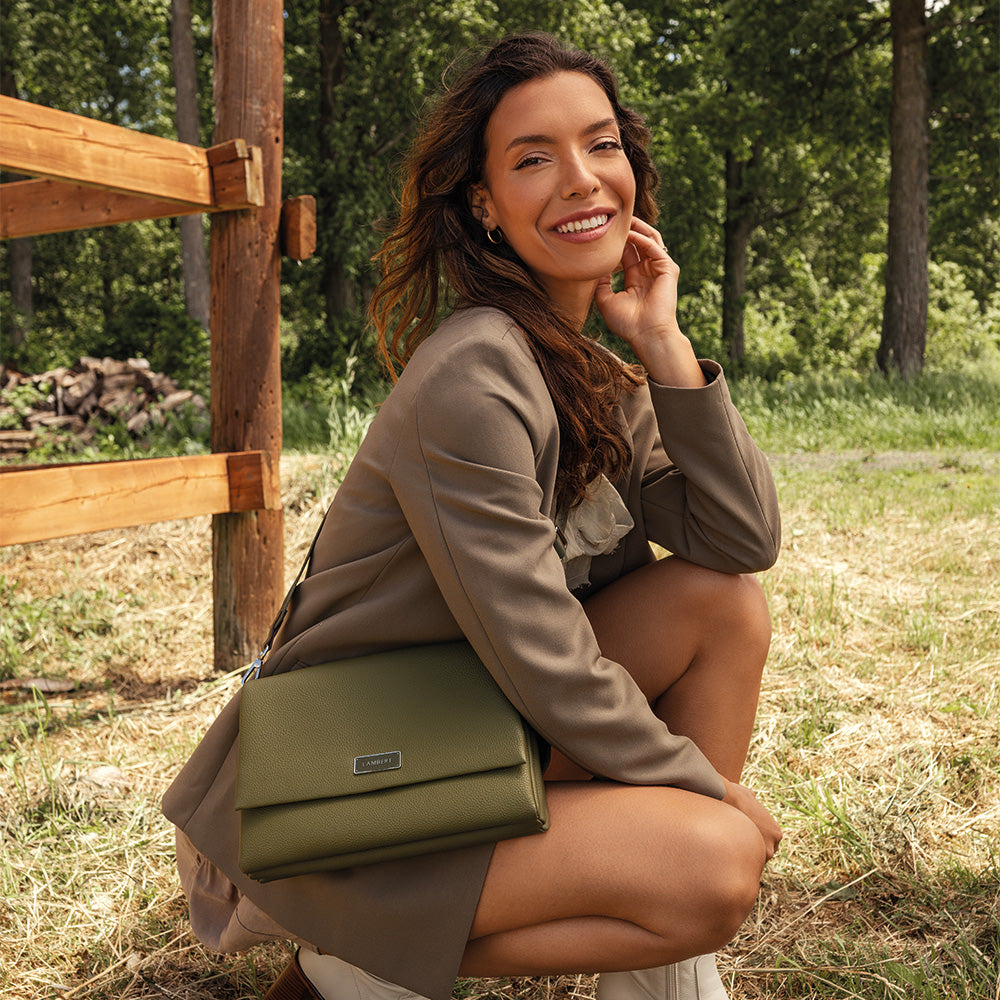 The Valeria - 3-in-1 Olive Vegan Leather Handbag