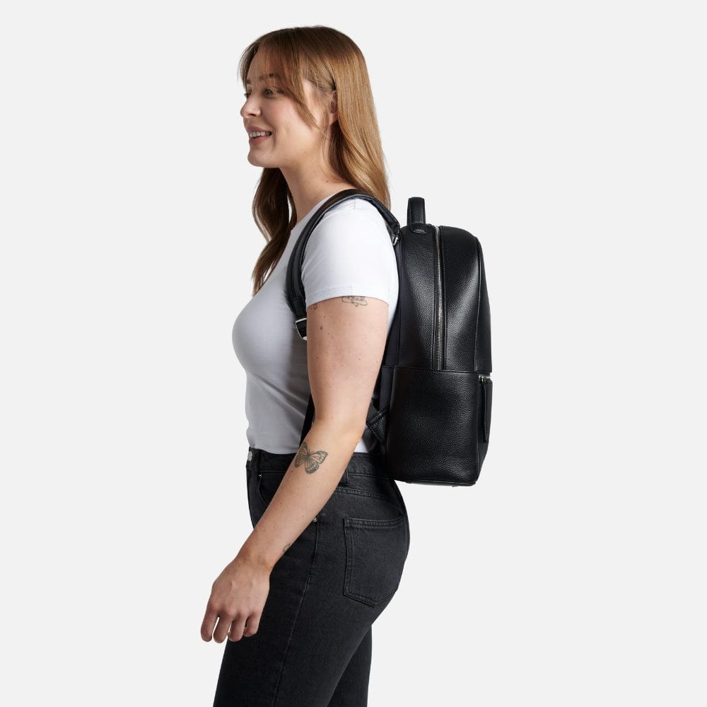 The Vicky - Black Vegan Leather Diaper Bag