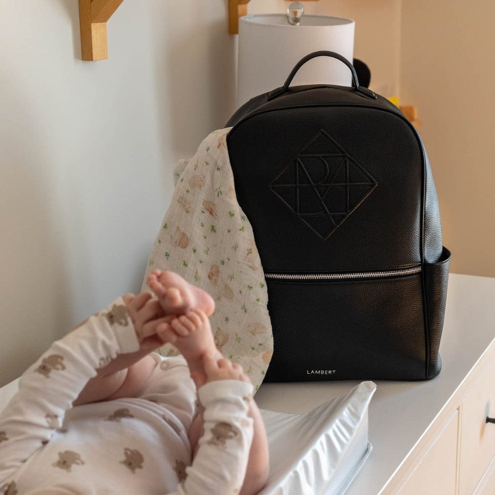 The Vicky - Recycled Black Vegan Leather Diaper Bag