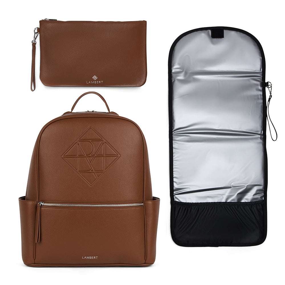 The Vicky - Hazelnut Maternity Backpack in Vegan Leather