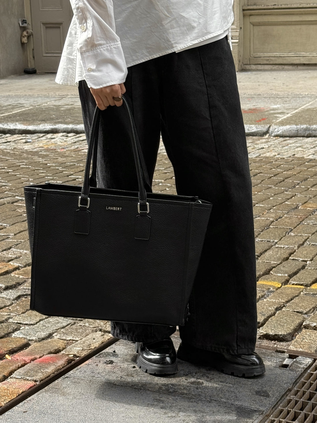 The Valentina - 2-in-1 Black Vegan Leather Tote Bag