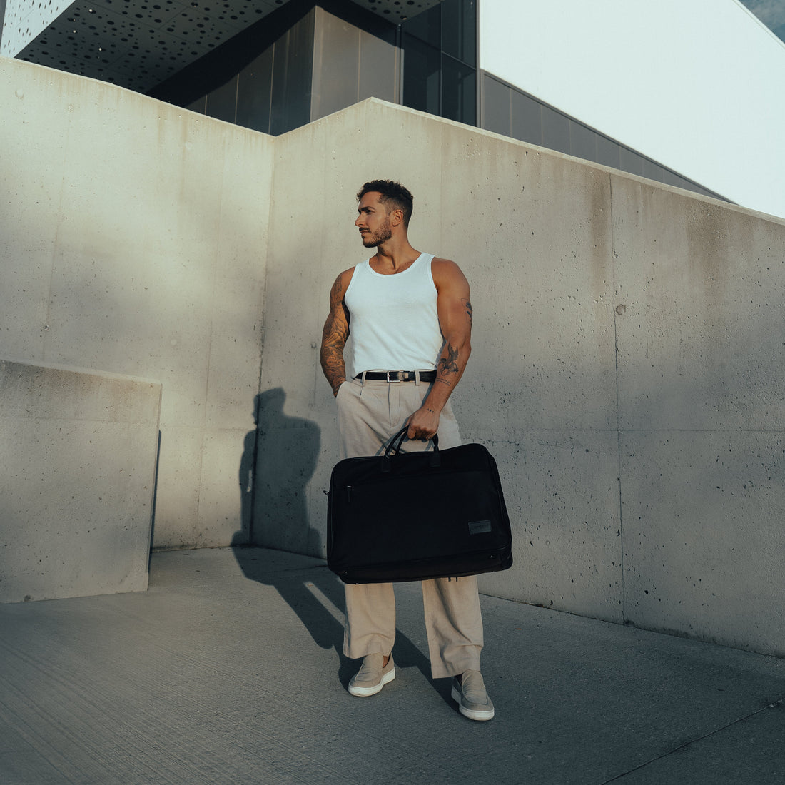 The Oslo – Black Recycled Nylon Travel Weekender Bag