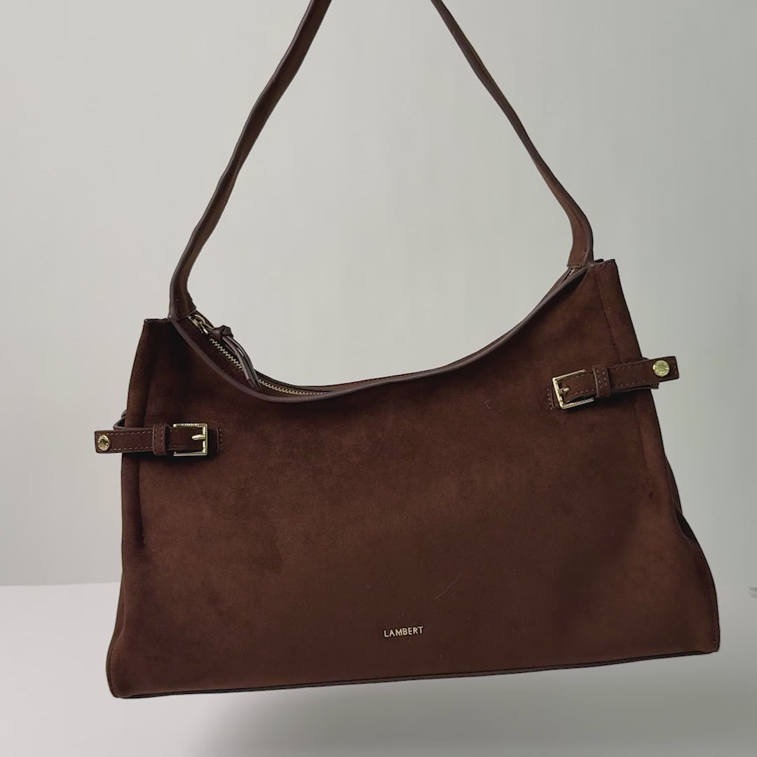 The Trinity - Chocolate Vegan Suede Shoulder Bag